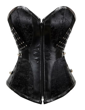 Corset gothique en tissu brocarde noir