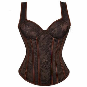 Bustier steampunk brocarde marron