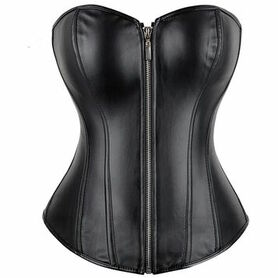 Corset gothique en simili cuir noir