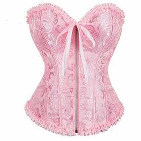 Corset gothique brocarde rose