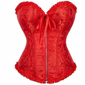 Corset gothique brocarde rouge