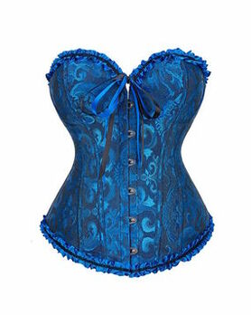 Corset gothique brocarde bleu